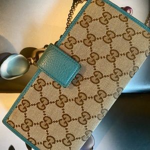 Gucci Logo Canvas Leather Long wallet